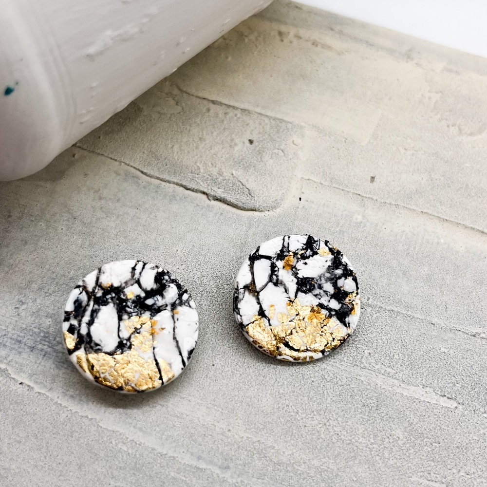 Golden Marble Handmade Studs